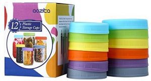 Aozita Plastic Multi-Colored Mason Jar Lid, 6-Pack