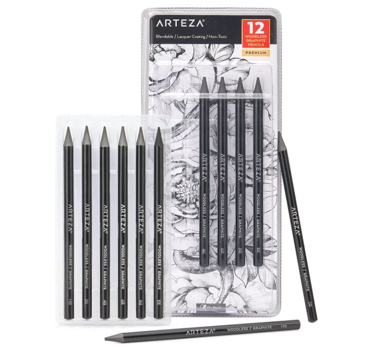 Arteza Graphite Professional Drawing Pencil Set, 12-Piece