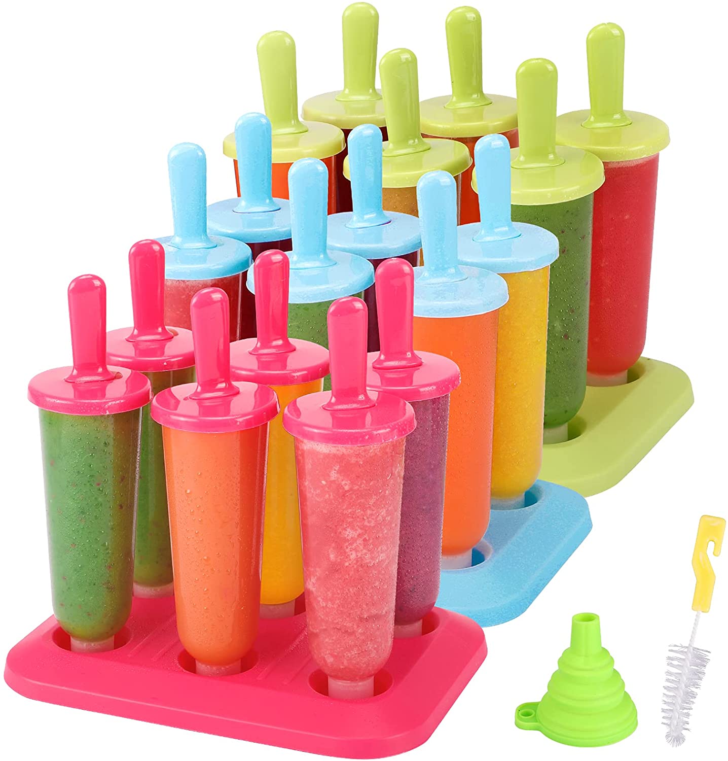 BAKHUK BPA-Free Plastic Ice Pop Maker Molds, 3-Pack