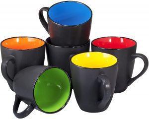 Bruntmor Ceramic 16-Ounce Coffee Mug Set, 6-Piece