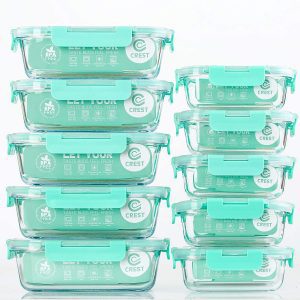 C CREST BPA-Free Glass Food Storage Containers, 20-Piece