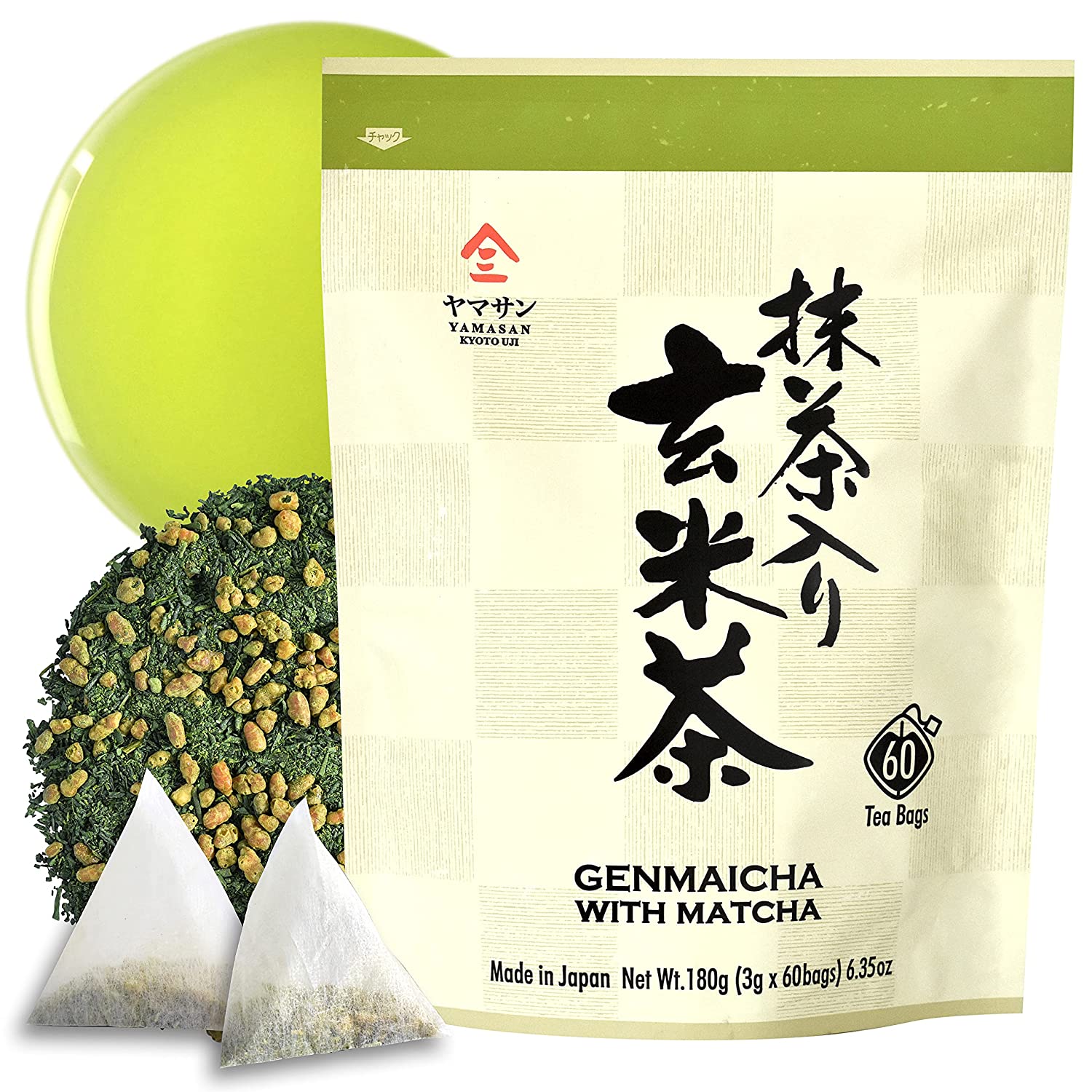 chaganju Genmaicha Low Caffeine Green Tea, 60-Count