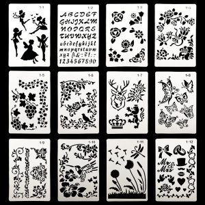 DEPEPE 6.3 x 9.7-Inch Whimsical Plastic Stencils & Templates, 12-Piece