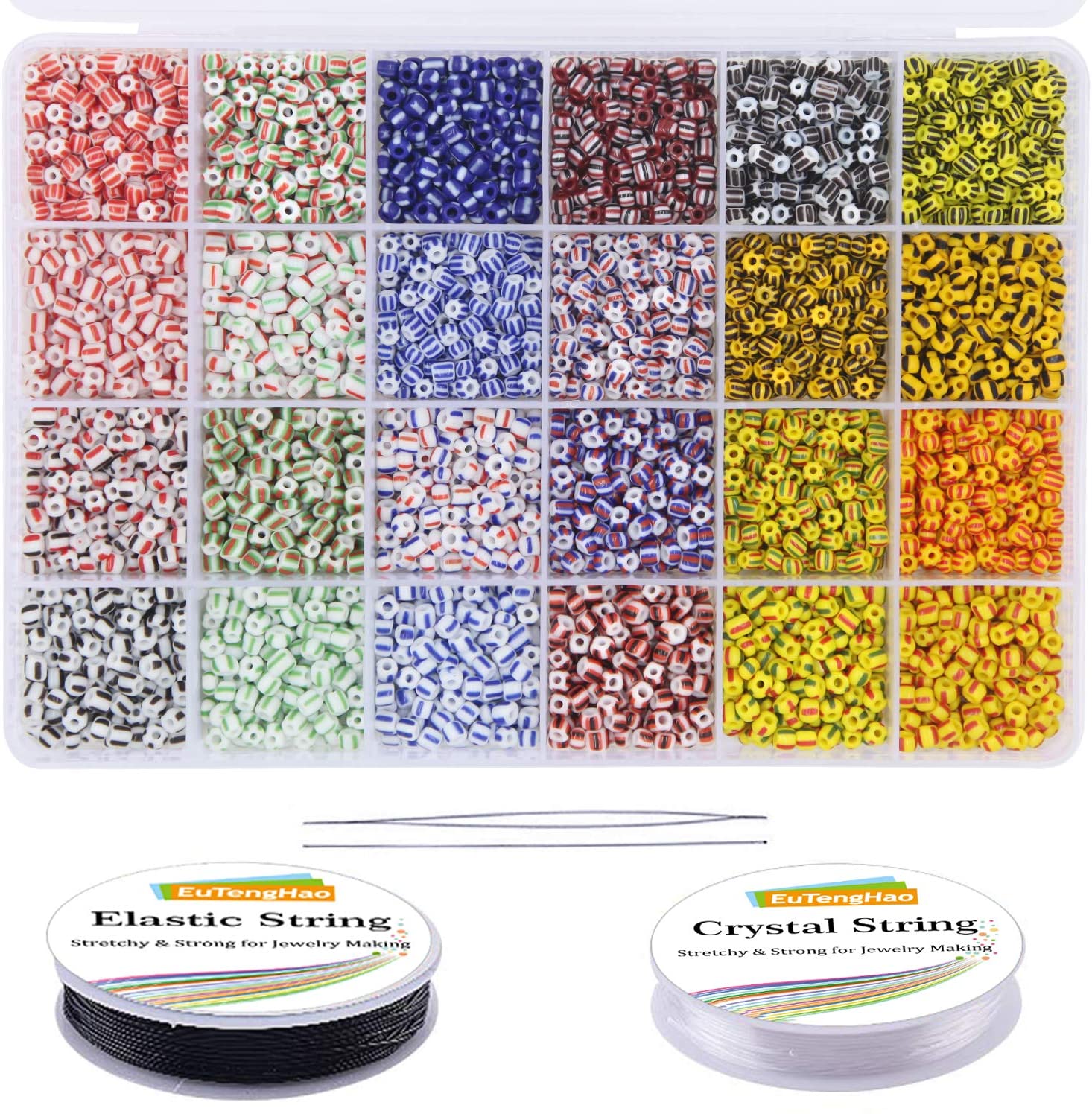 EuTengHao Striped Glass Spacer Beads & Bead Assortments, 6000-Piece