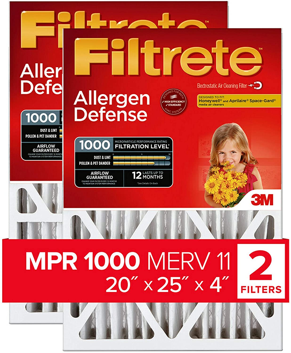 Filtrete Airflow Guaranteed 20x25x4-Inch Furnace Filters, 2-Pack