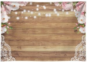 Funnytree Lace & Wood Floral Photo Backdrop, 7-Foot x 5-Foot