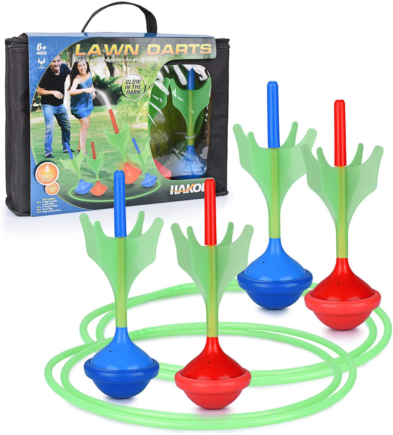 HAKOL Plastic Glow-In-The-Dark Lawn Darts For Kids