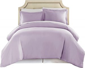 HC COLLECTION Breathable Microfiber Pink Duvet Cover, Queen, 3-Piece