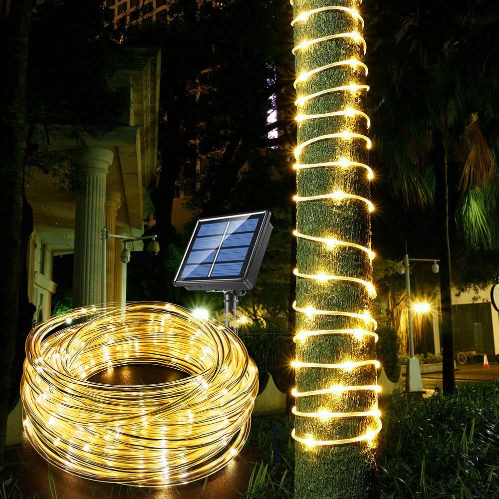 Honche Weatherproof Solar Outdoor Rope Lights, 33-Foot