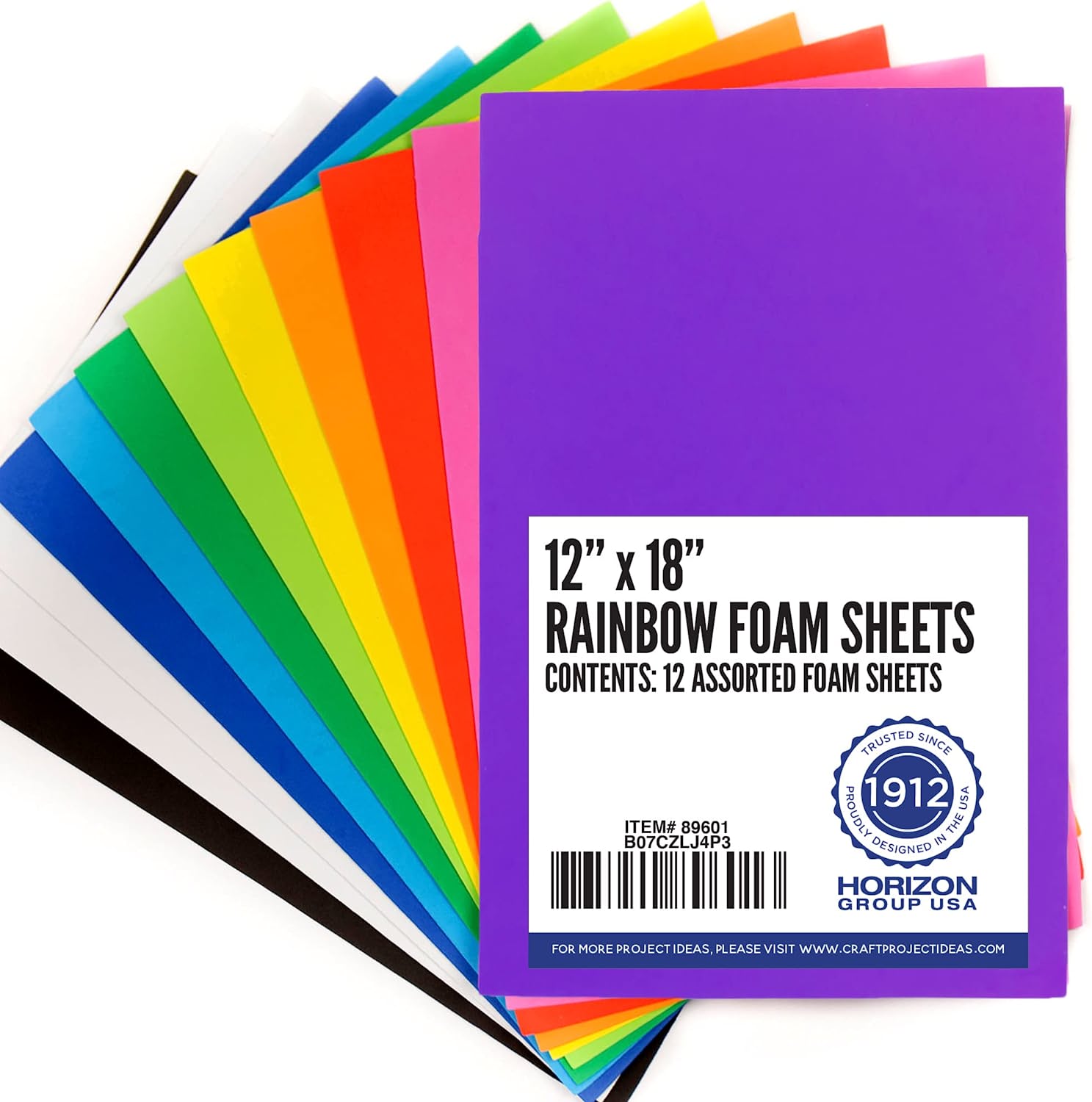 Horizon Group USA Assorted Colors Craft Foam Sheets, 12-Count