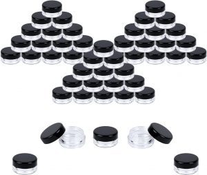 Houseables Acrylic 3-Gram Makeup Sample Containers, 50-Pack