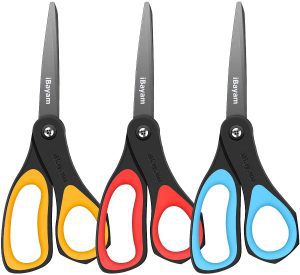 iBayam Multipurpose 8-Inch Student Scissors, 3-Pack
