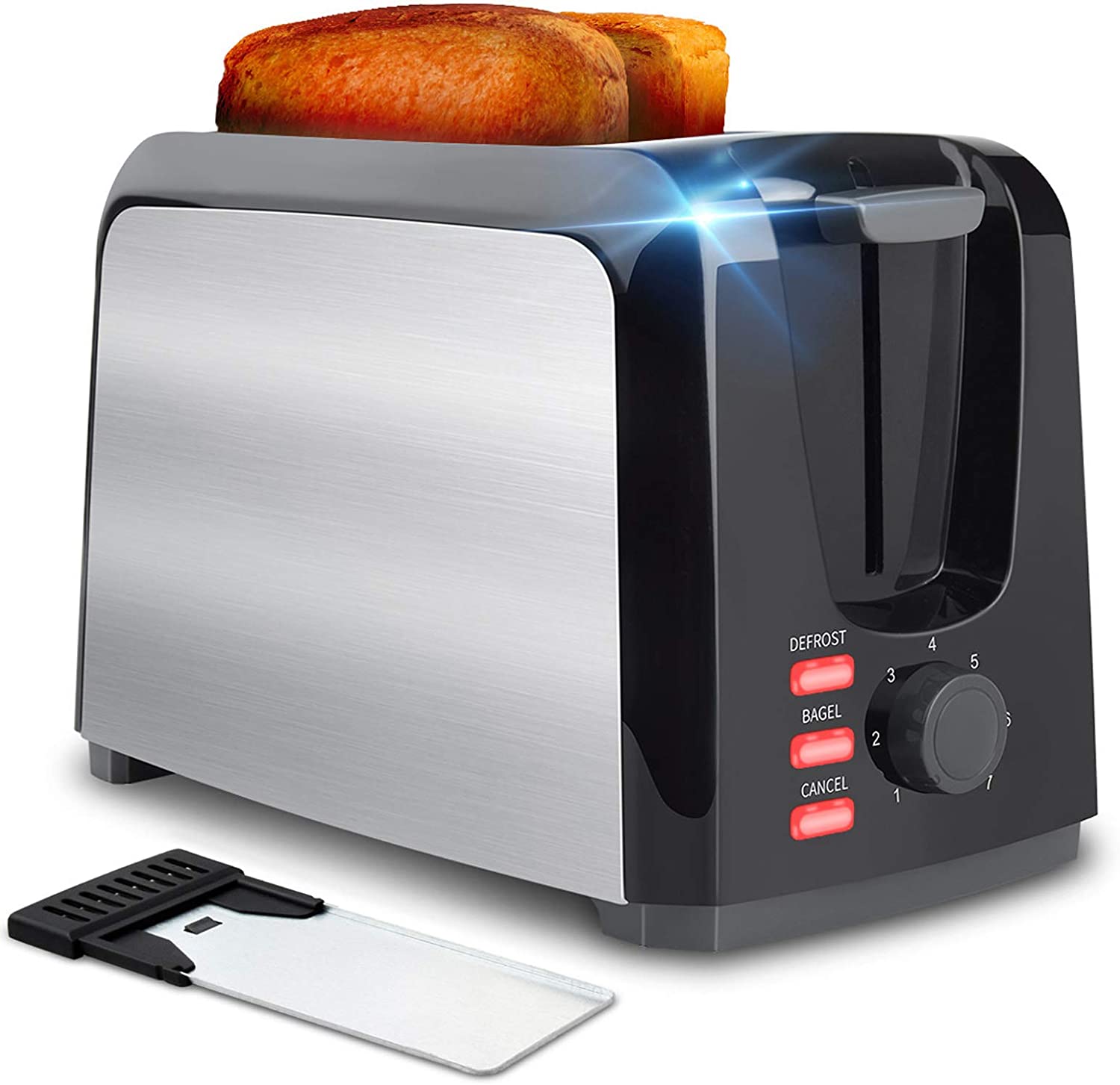 iFedio Easy Clean Metal Pop-Up Toaster, 2-Slice
