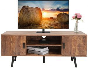 IWELL Wood Mid-Century TV Stand For Home