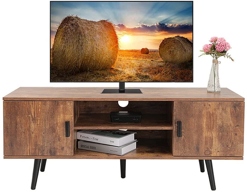 IWELL Wood Mid-Century TV Stand For Home