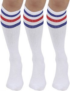 Joulli Classic Triple Stripe Knee High Socks For Men, 3-Pack