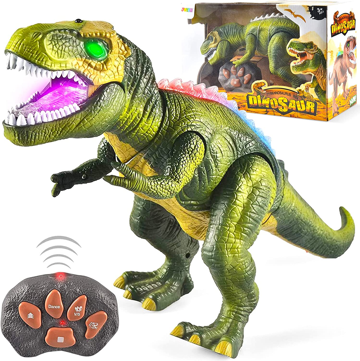 JOYIN Remote Controlled Walking & Light-Up Dinosaur Toy