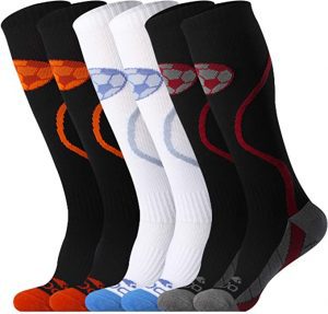 JUSDO Kid’s Anti-Slip Soccer Socks, 3-Pairs