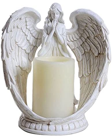 KiaoTime Winged 9-Inch Angel Figurine LED Candle