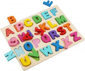 Kimuvin Montessori Wood ABC Toddler Puzzle