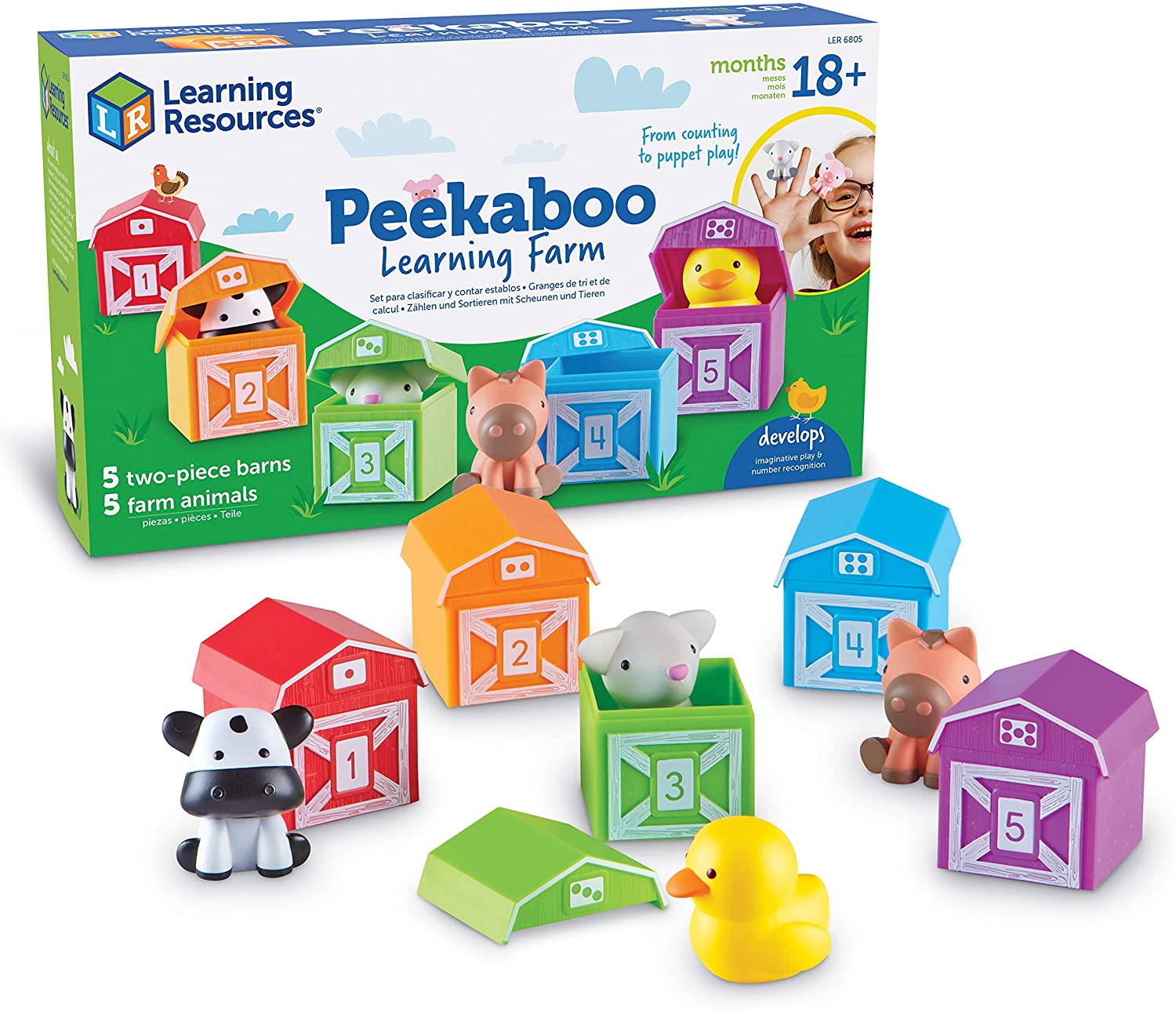 Learning Resources Finger Puppet Peekaboo Farm Toy For Toddlers