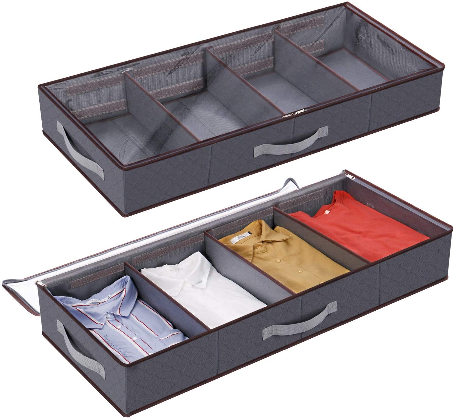 Lifewit Adjustable Fabric Organizer Underbed Storage, 2-Pack
