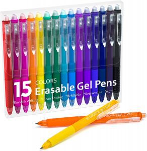 Lineon Assorted Colors Gel Erasable Pens, 15-Pack