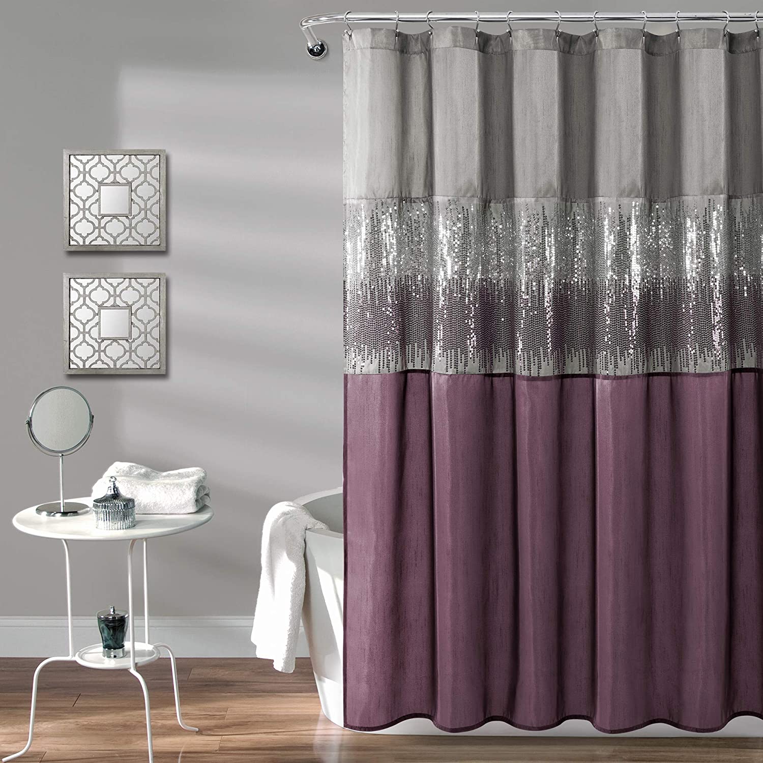 Lush Decor Fabric Sequin Bathroom Shower Curtain