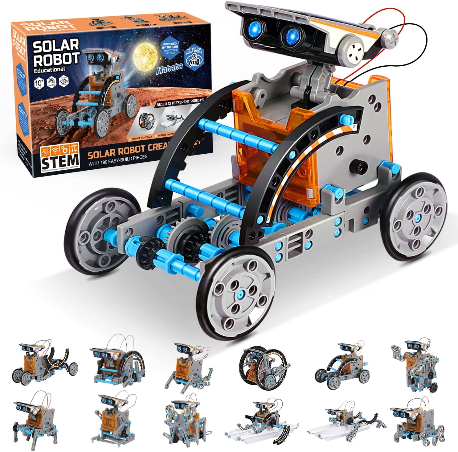mababa No Batteries Family Robot Kit, 190-Piece