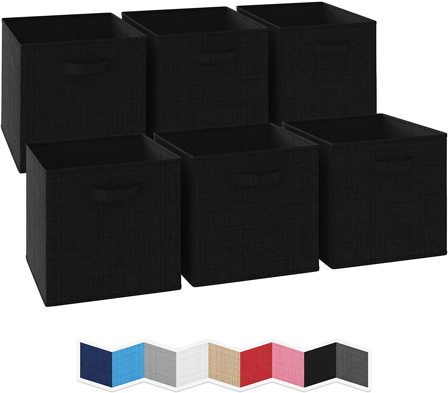 NEATERIZE Foldable Fabric Dual-Handled Storage Bins & Boxes, 6-Pack