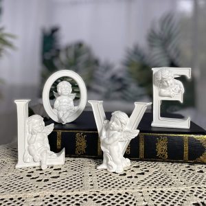 OwMell Cherub Angel “Love” Statues & Figurines, Set-Of-4