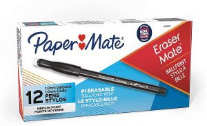 Paper Mate EraserMate Advanced Ink Erasable Pens, 12-Pack