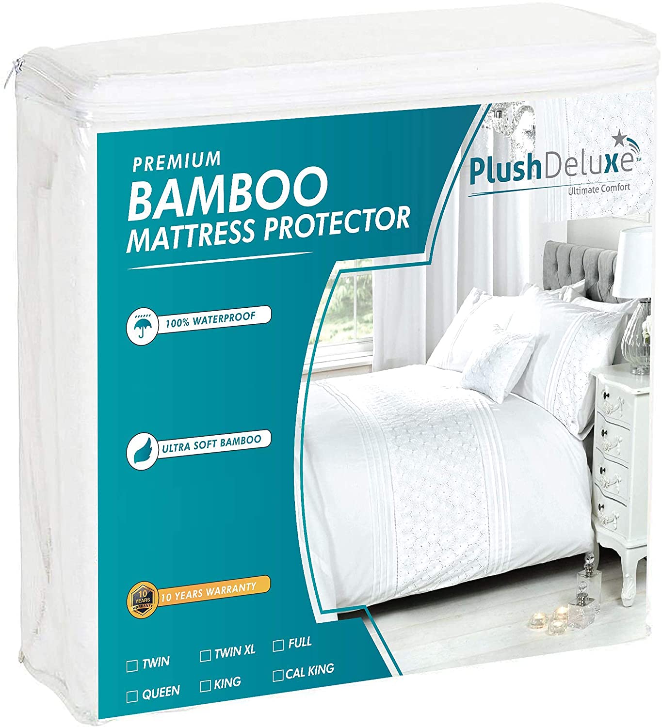 PlushDeluxe Bamboo 360-Degree Protection Waterproof Mattress Protector