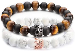 POSHFEEL Queen & King Beaded Stone Bracelets For Couples