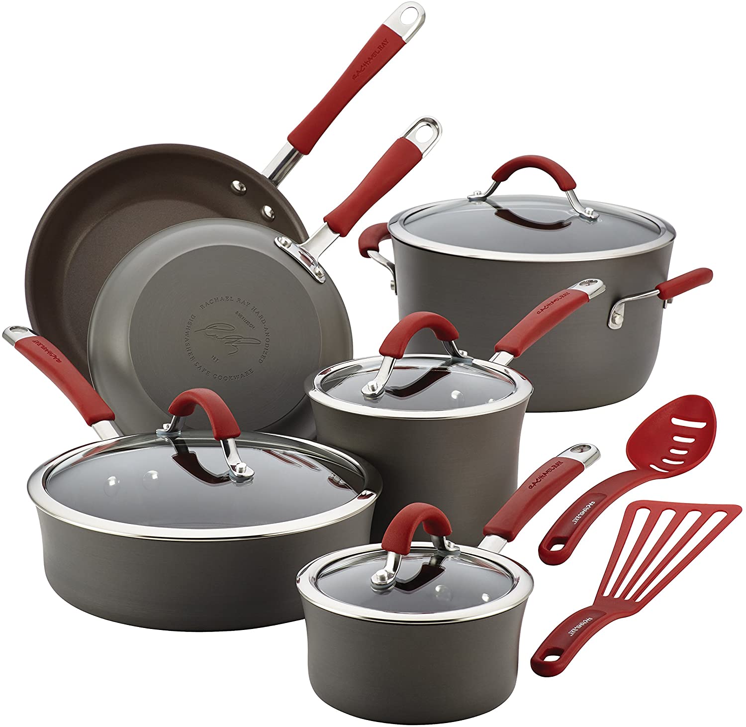 Rachael Ray Oven Safe Hard Anodized Cookware, 12-Piece