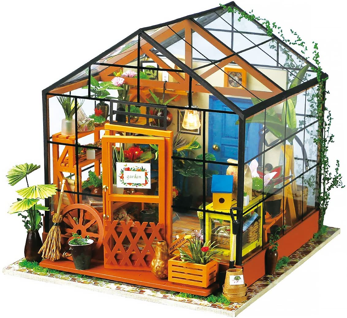 ROBOTIME LED DIY Greenhouse Tiny House Kit