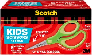 Scotch Left & Right Hand Safety 5-Inch Students’ Scissors, 12-Pack