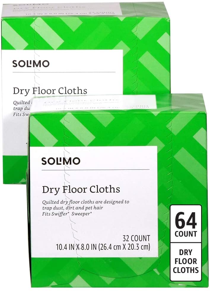 Solimo Quilted Dry Sweeping Cloths, 32-count, 2-Pack