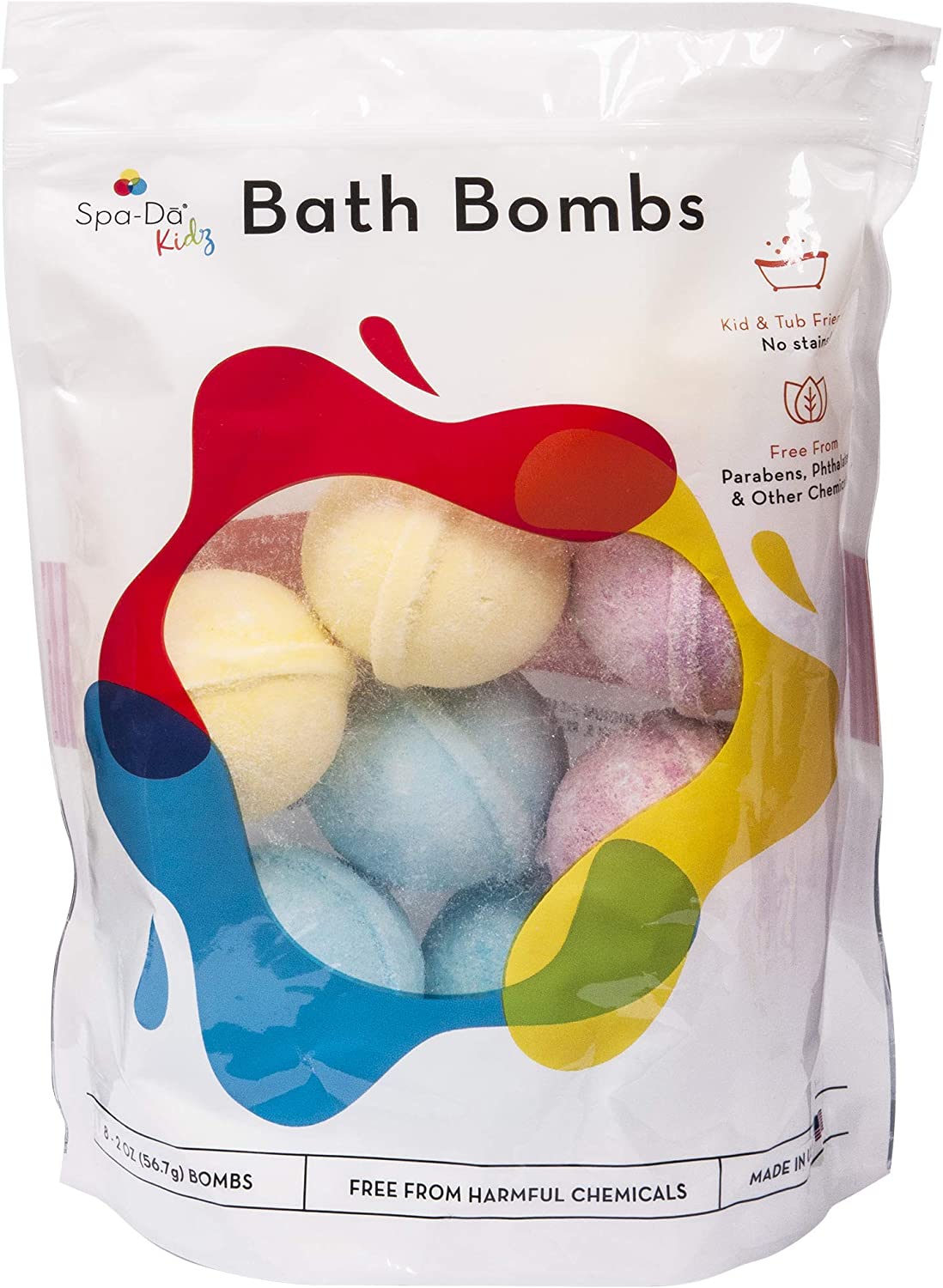 Spa-Da Clean Ingredient Handmade Kids’ Bath Bombs, 8-Count