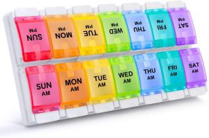 Sukuos Push Button 7-Day AM & PM Pill Case