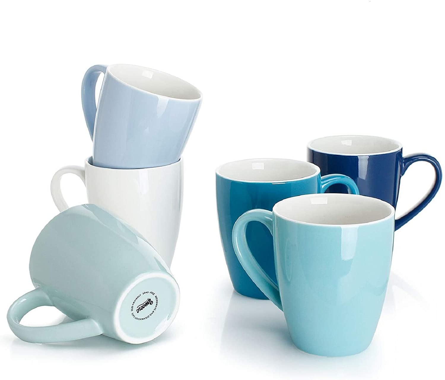 Sweese 16-Ounce Porcelain Coffee Mug Set, 6-Piece