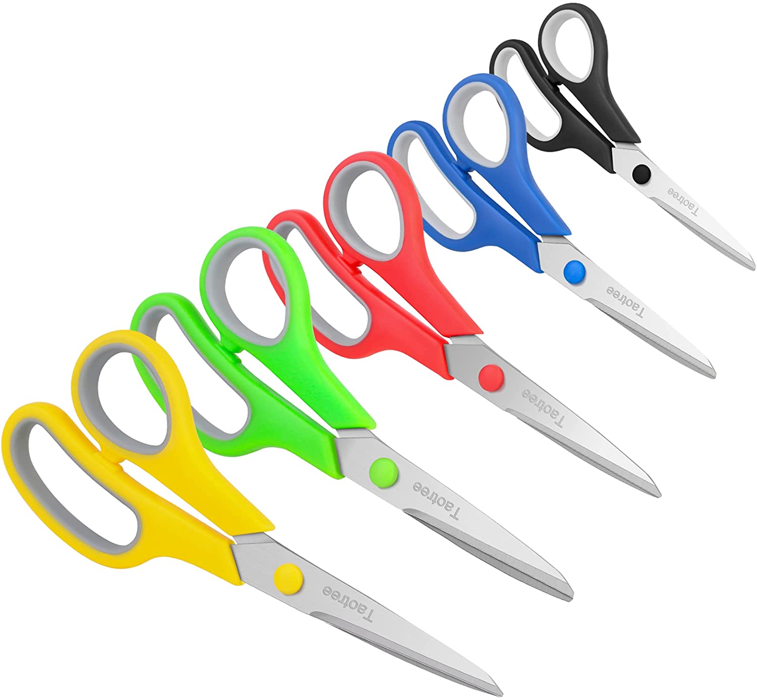 Taotree Soft-Grip 8-Inch Students’ Scissors, 5-Pack