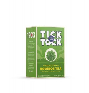 TICK TOCK TEAS Plant-Based Bags Caffeine-Free Rooibos Green Tea, 40-Count