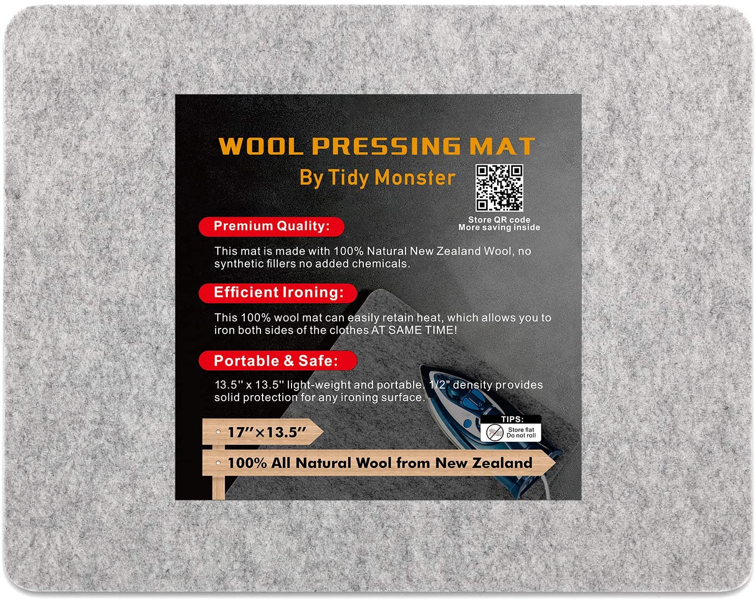 Tidy Monster 17-Inch x 13.5-Inch Portable Wool Pressing Mat
