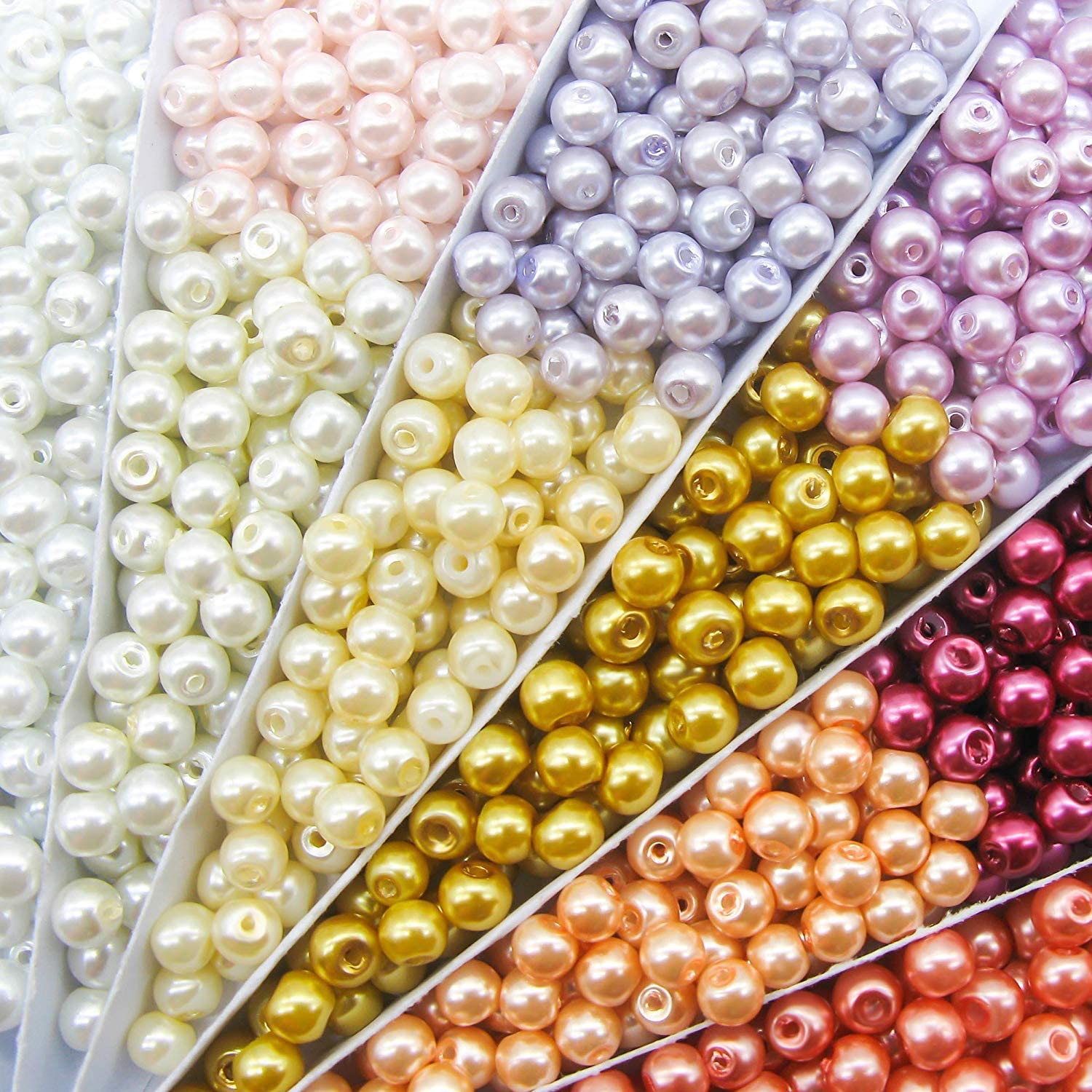 TOAOB 6mm Pearl Beads & Bead Assortments, 500-Piece