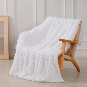 Tuddrom Long-Hair Faux Fur Plush Blanket Throw