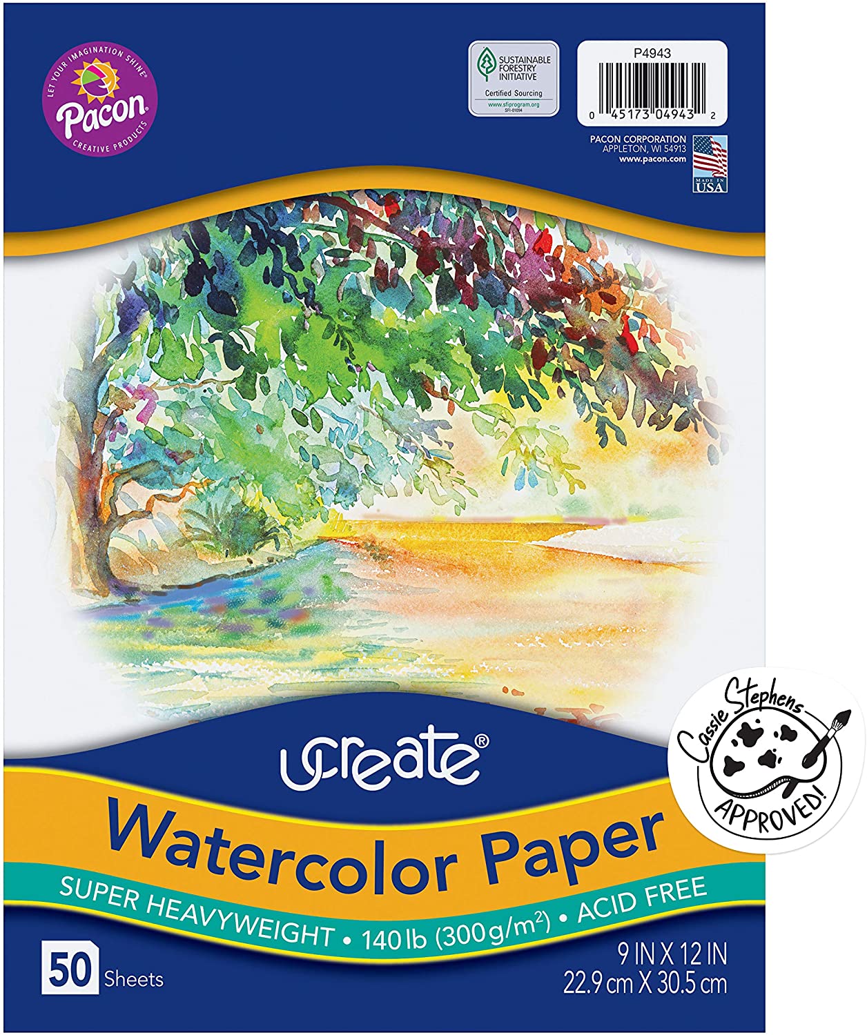 UCreate Acid-Free Watercolor Pad, 50-Sheet