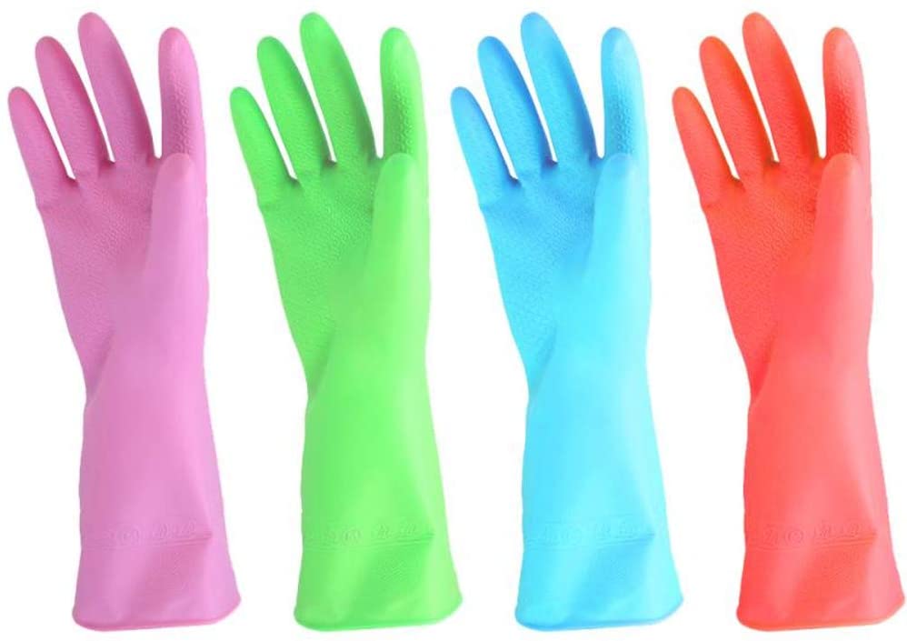 URBANSEASONS Large Rubber Dishwashing Gloves, 4-Pack