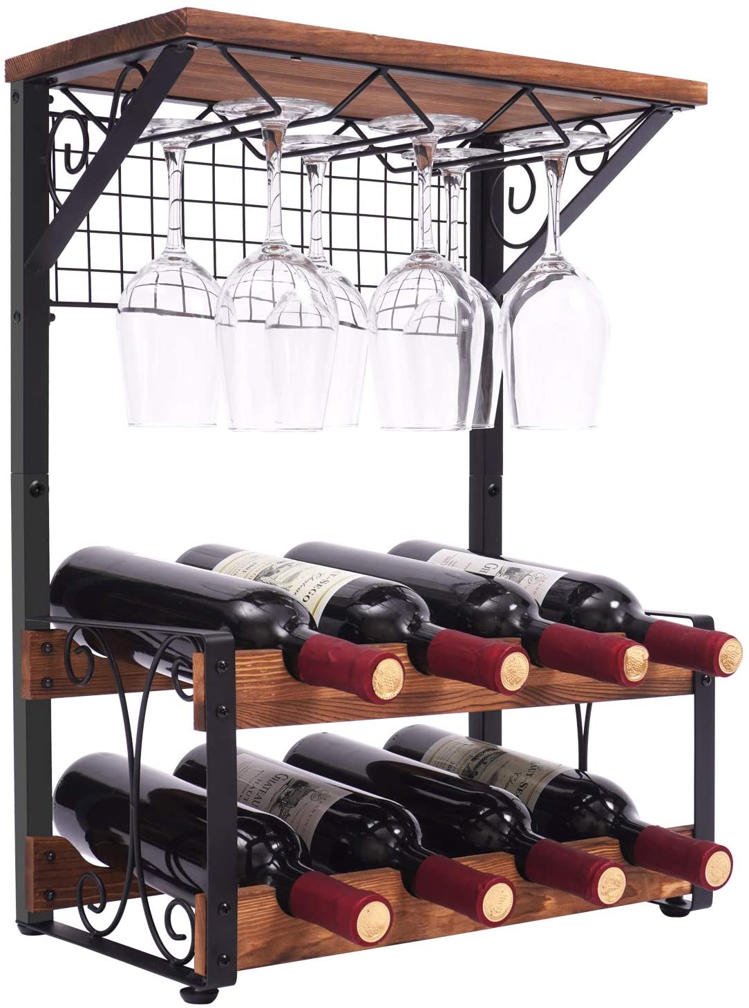 X-cosrack Retro Wine Rack For Small Spaces, 8-Bottles
