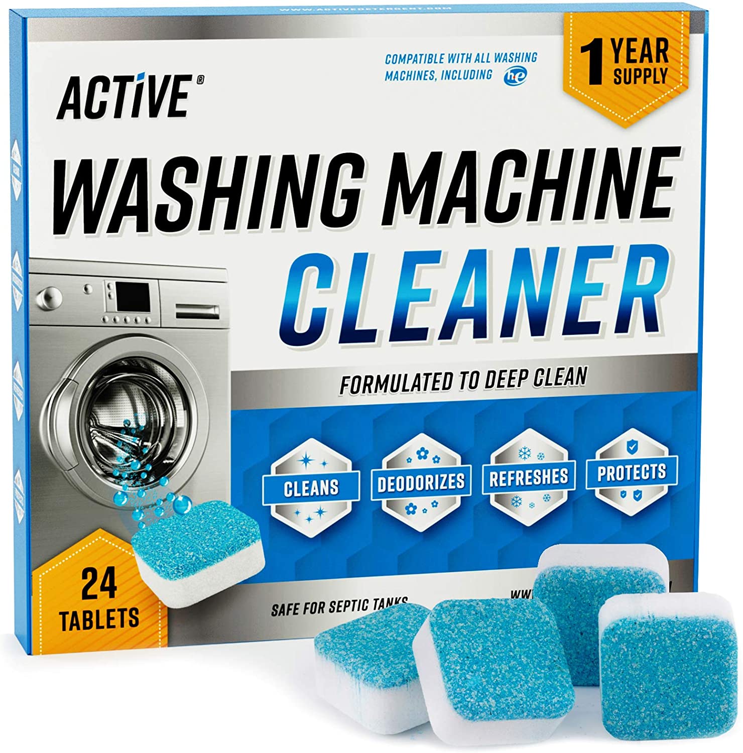 ACTIVE Eco-Friendly Washing Machine Cleaner, 24-Pack